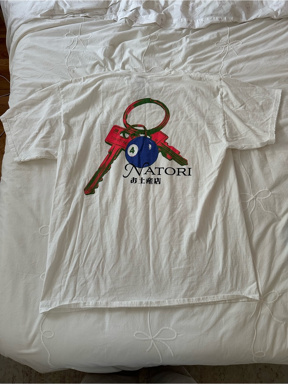 Urban Outfitters Oversized White Tee with Natori Japanese Colorful Graphic